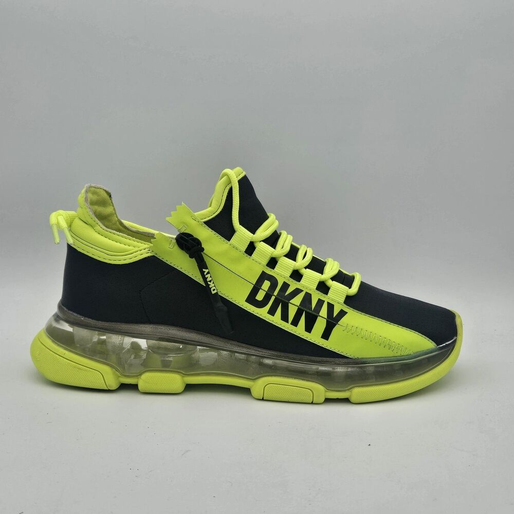 DKNY Womens 7.5 Tokyo Neon Zip Sneakers Black Lace Up K4124010